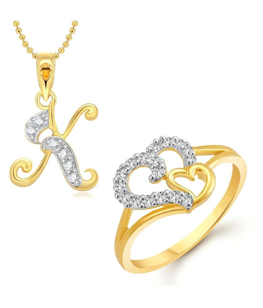     			Vighnaharta Golden Alloy Combo of Ring With Pendant