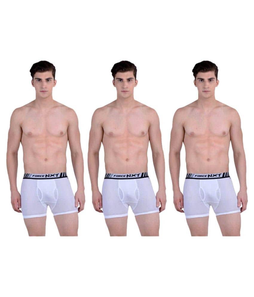 Force NXT Pack of 3 Cotton Trunk For Men's ( White )