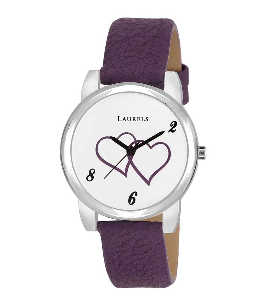     			Laurels Purple Leather Analog Watch