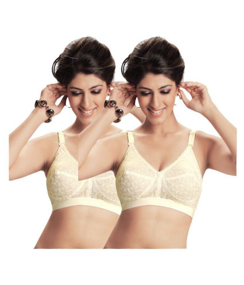     			Eve's Beauty Pack of 2 Cotton Non Padded Women's Bralette Bra ( Beige )