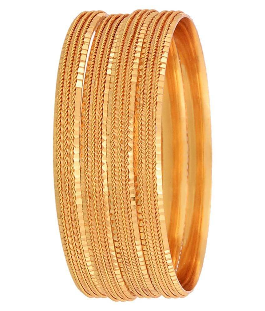 Zeneme Golden Alloy Bangles Set of 4 Zeneme Golden Alloy Bangles Set of 4