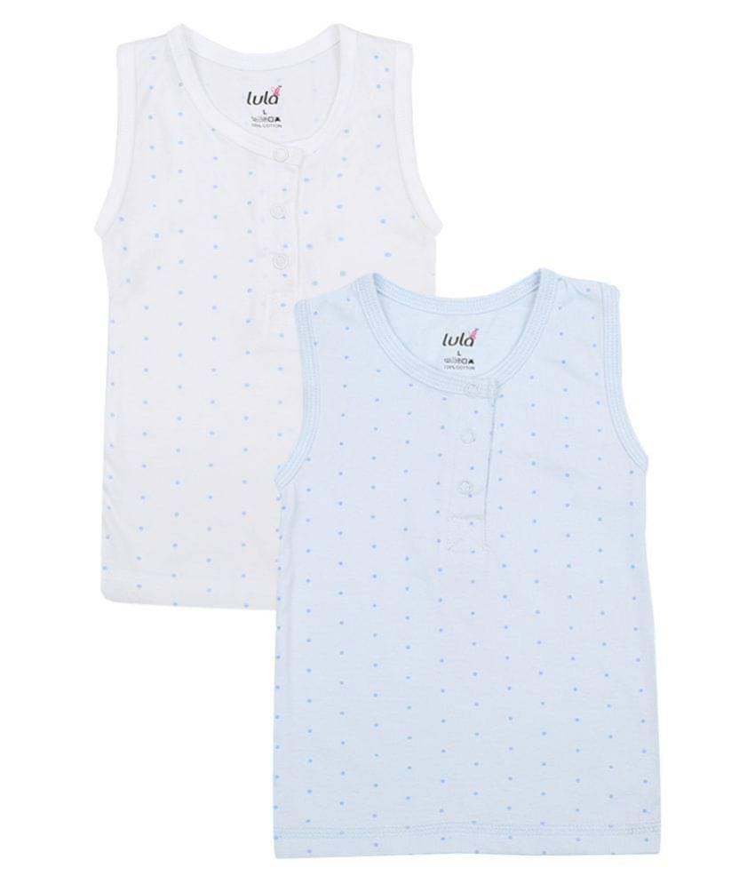     			LULA Pack of 2 Girls 100% Cotton Tops ( Blue )