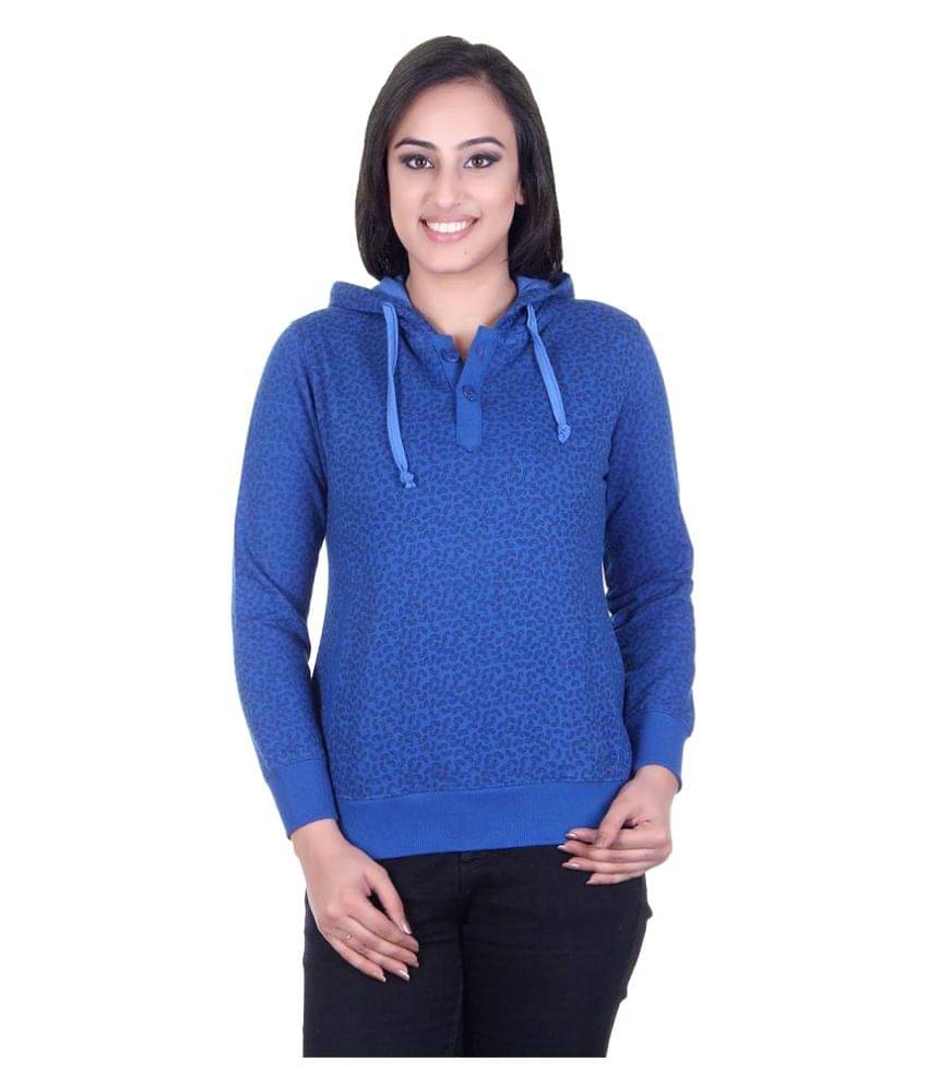     			Kaily Women Fleece V-Neck Sweatshirt ( Blue )