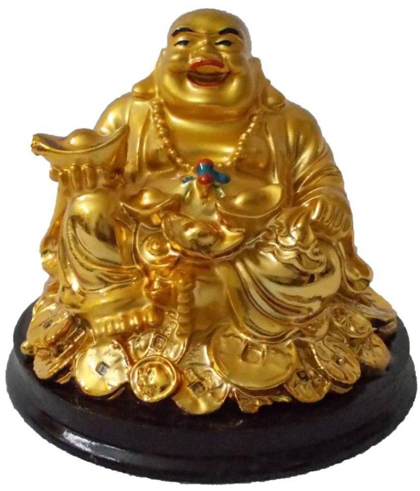     			Kalash Gold Resin Laughing Buddha Statue
