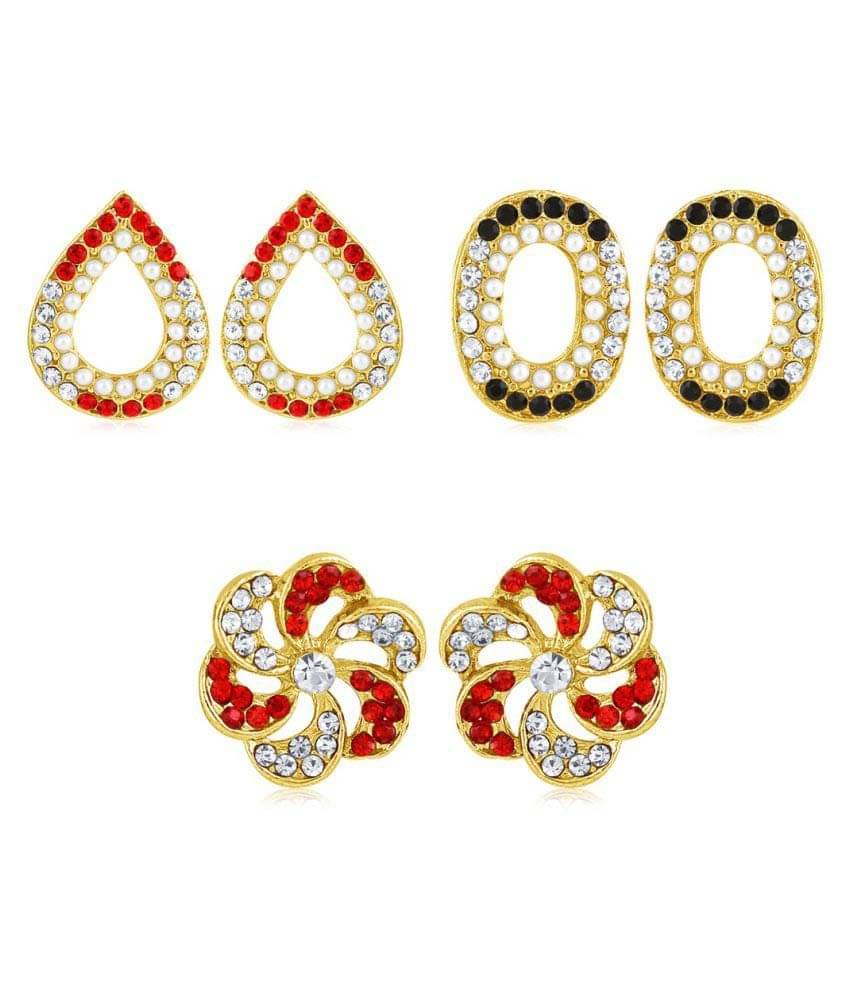 Sukkhi Splendid Pearl Gold Plated Pair of 3 Pair Stud Earring Combo For Women Sukkhi Splendid Pearl Gold Plated Pair of 3 Pair Stud Earring Combo For Women
