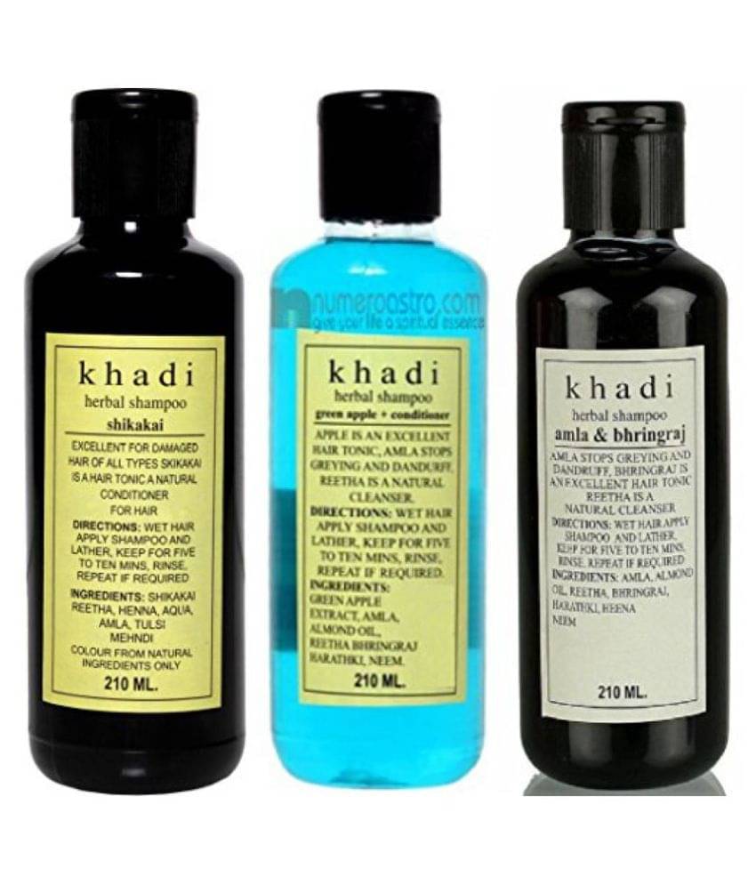     			Khadi Shmapoo Shikakai, Green Apple, Bhringraj -210 Ml - Pack of 3