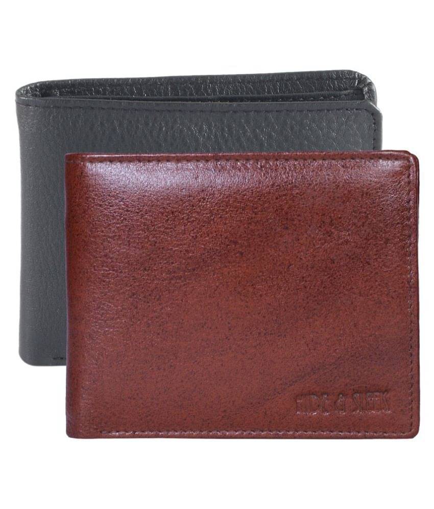     			Hide&Sleek - Multicolor Leather Men's Regular Wallet ( Pack of 2 )