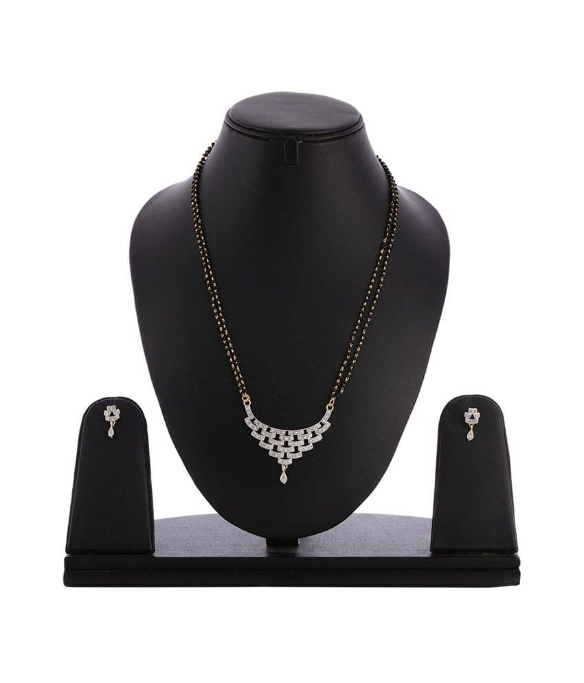 Zeneme Alloy Gold Plating American diamonds Studded Black Coloured Mangalsutra Zeneme Alloy Gold Plating American diamonds Studded Black Coloured Mangalsutra