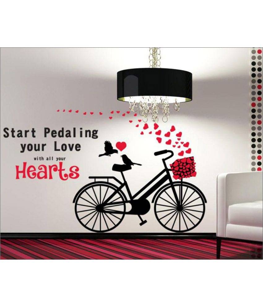 HAPPY STICKY Spreading Hearts On Cycle Vinyl Multicolour Wall Stickers HAPPY STICKY Spreading Hearts On Cycle Vinyl Multicolour Wall Stickers