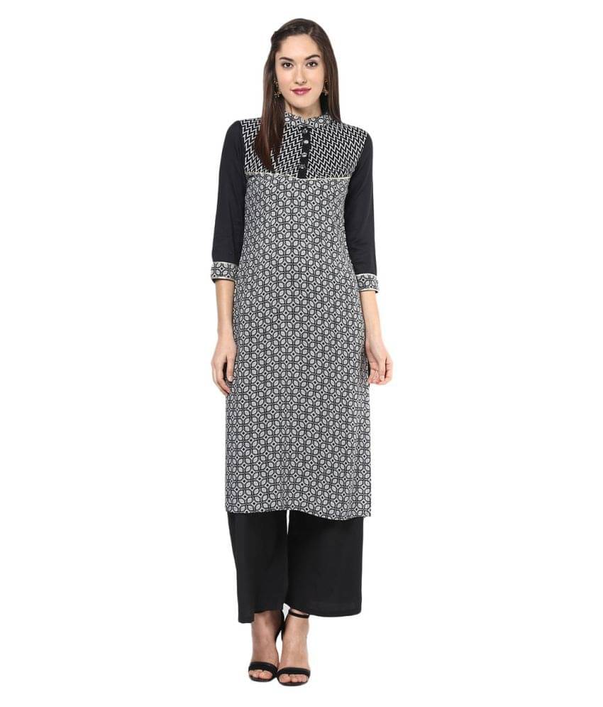     			StyleStone - Grey Rayon Women's Straight Kurti