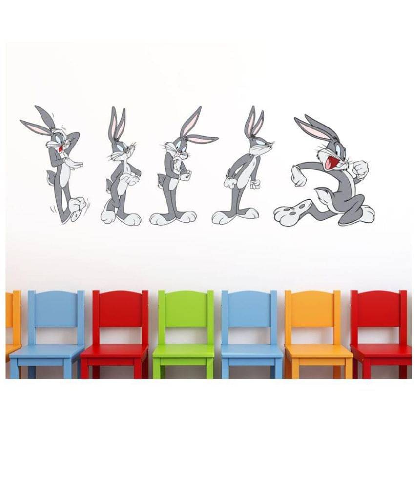     			HAPPY STICKY Cartoon Vinyl Multicolour Wall Stickers