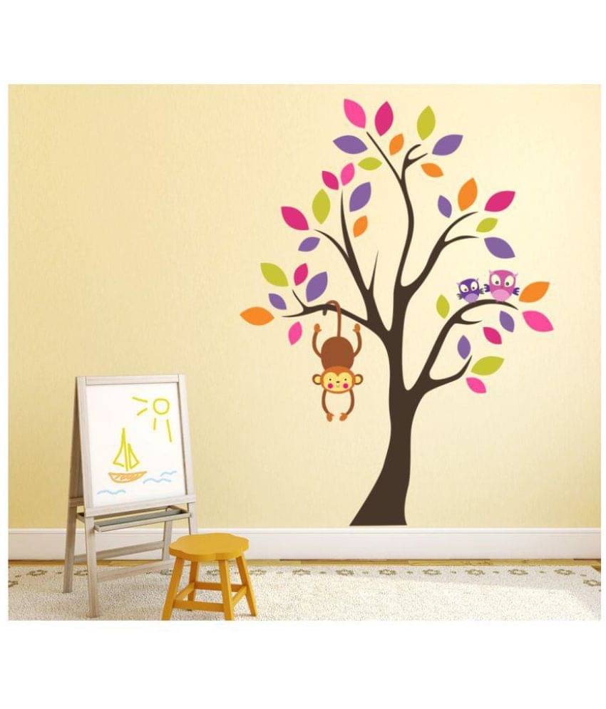     			Happy Sticky Monkey In Tree Vinyl Multicolour Wall Stickers