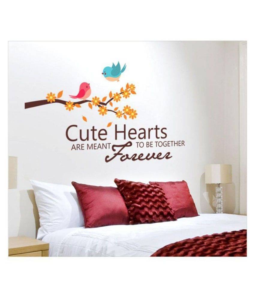     			Happy Sticky Cute Hearts Vinyl Multicolour Wall Stickers
