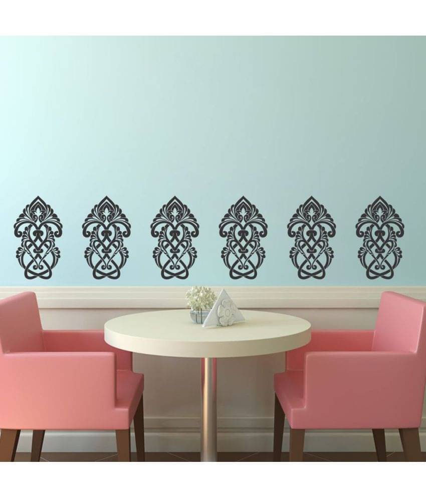     			Decor Villa Kolam Motif Vinyl Black Wall Stickers