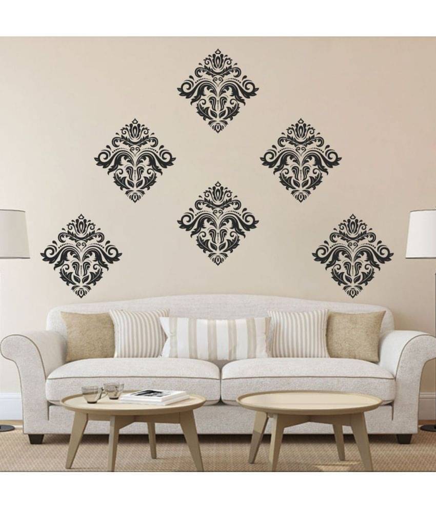     			Decor Villa Ugadi motif Vinyl Black Wall Stickers
