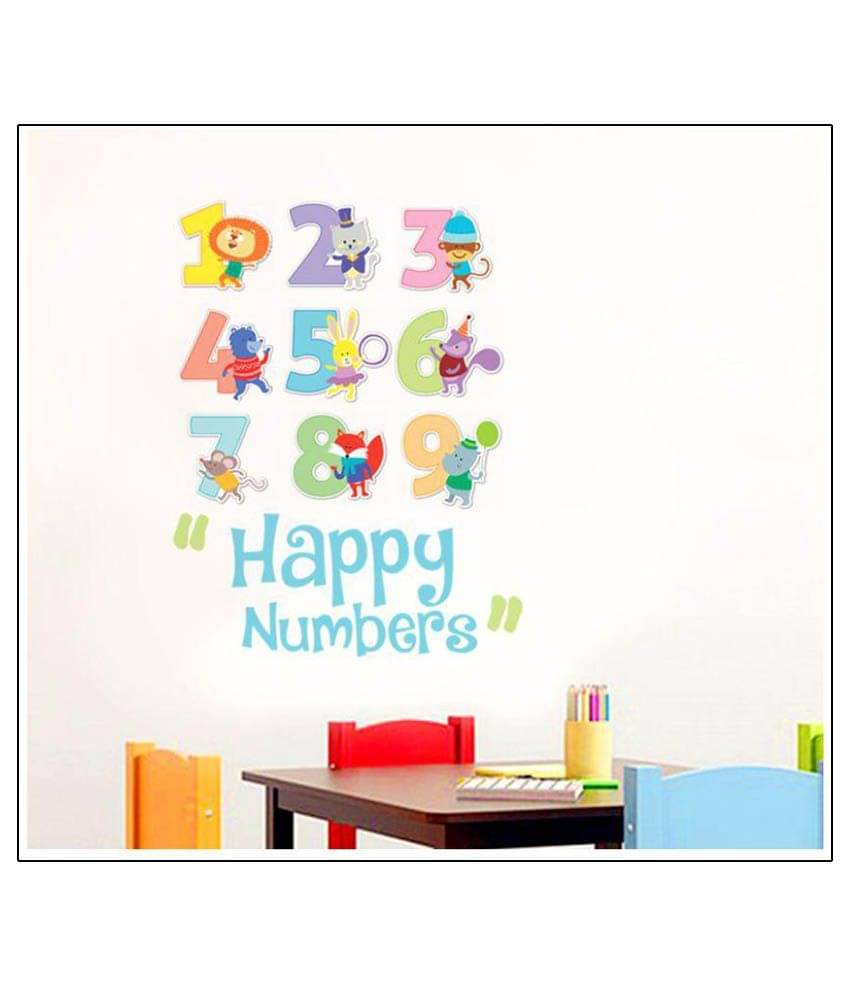     			Happy Sticky Happy Numbers Vinyl Multicolour Wall Stickers