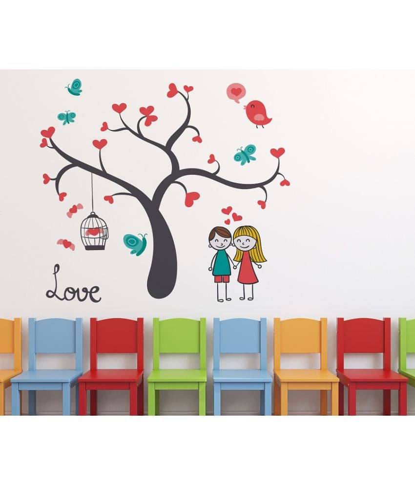     			Happy Sticky Colourfull Tree Vinyl Wall Stickers Vinyl Multicolour Wall Stickers