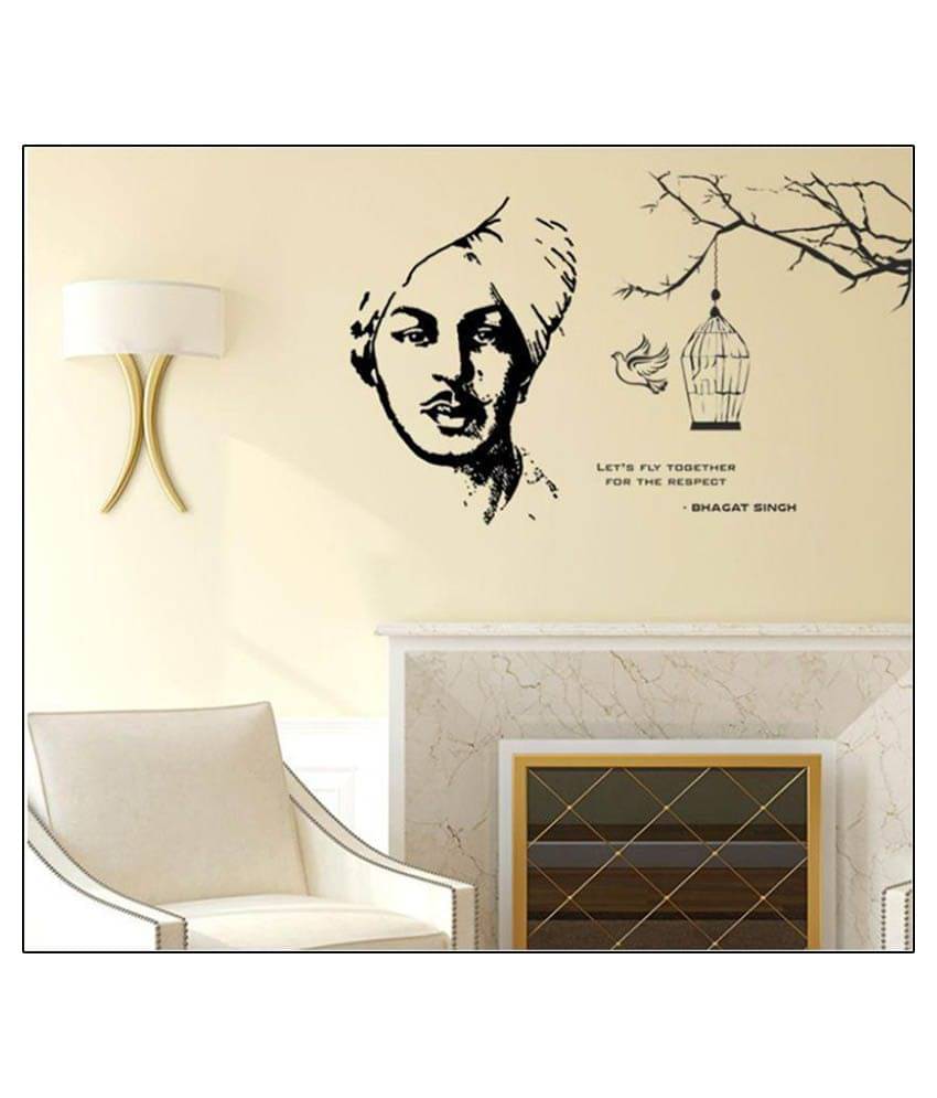     			Happy Sticky Bhagat Sign Wordings Vinyl Black Wall Stickers