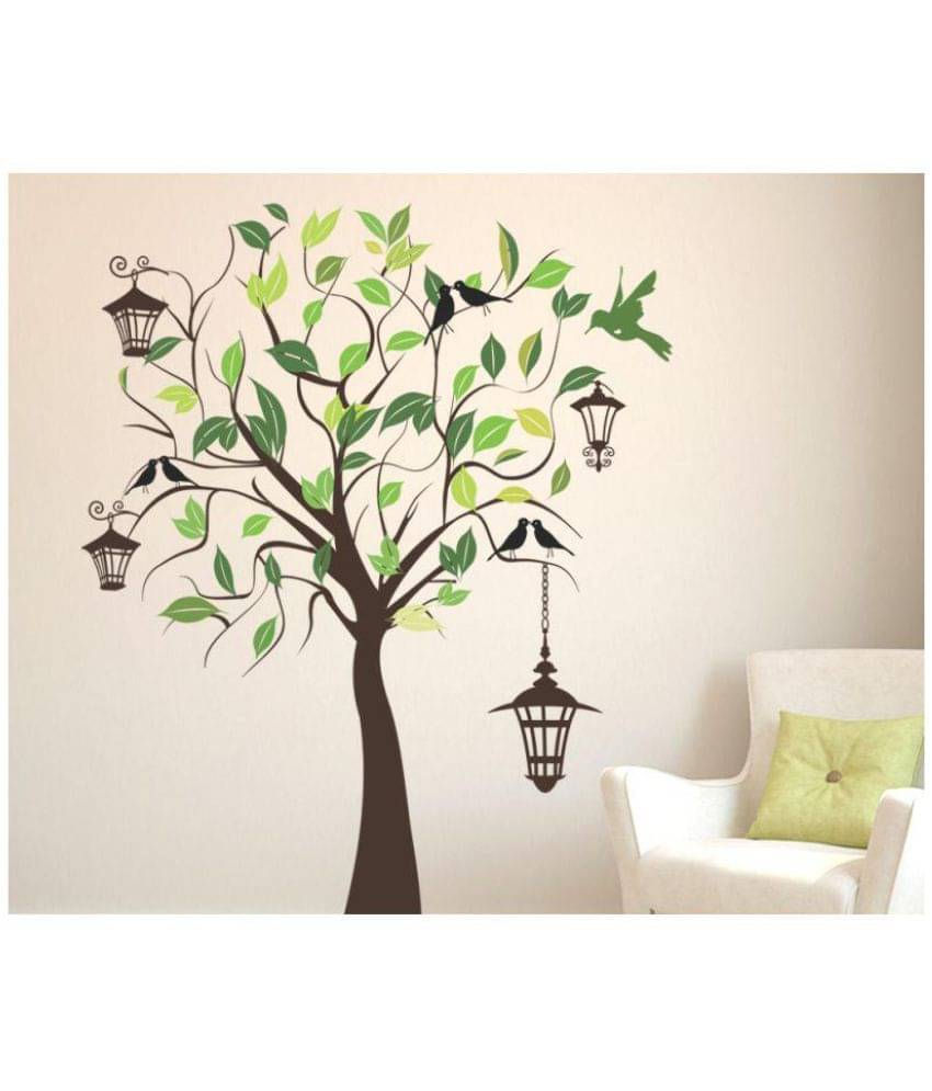 Happy Sticky Birds On Tree Vinyl Multicolour Wall Stickers Happy Sticky Birds On Tree Vinyl Multicolour Wall Stickers
