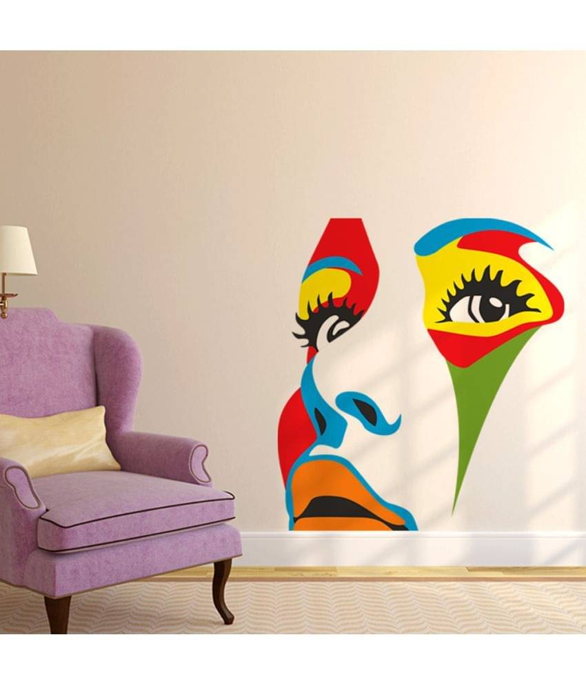     			Happy Sticky Face Vinyl Multicolour Wall Stickers