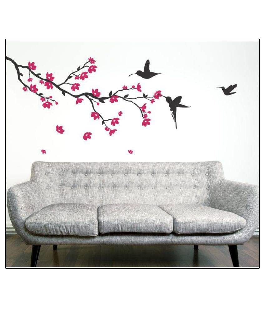     			Happy Sticky PINK BIRDS Vinyl Multicolour Wall Stickers