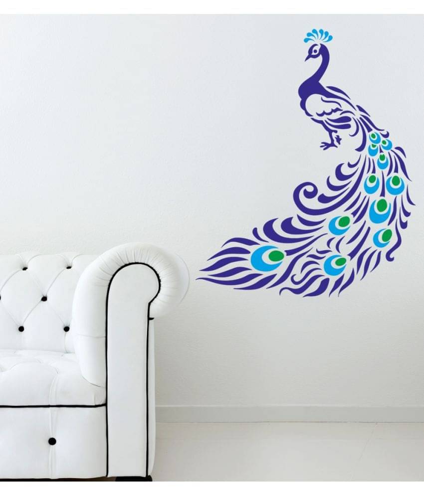     			Happy Sticky Peacock Vinyl Multicolour Wall Stickers