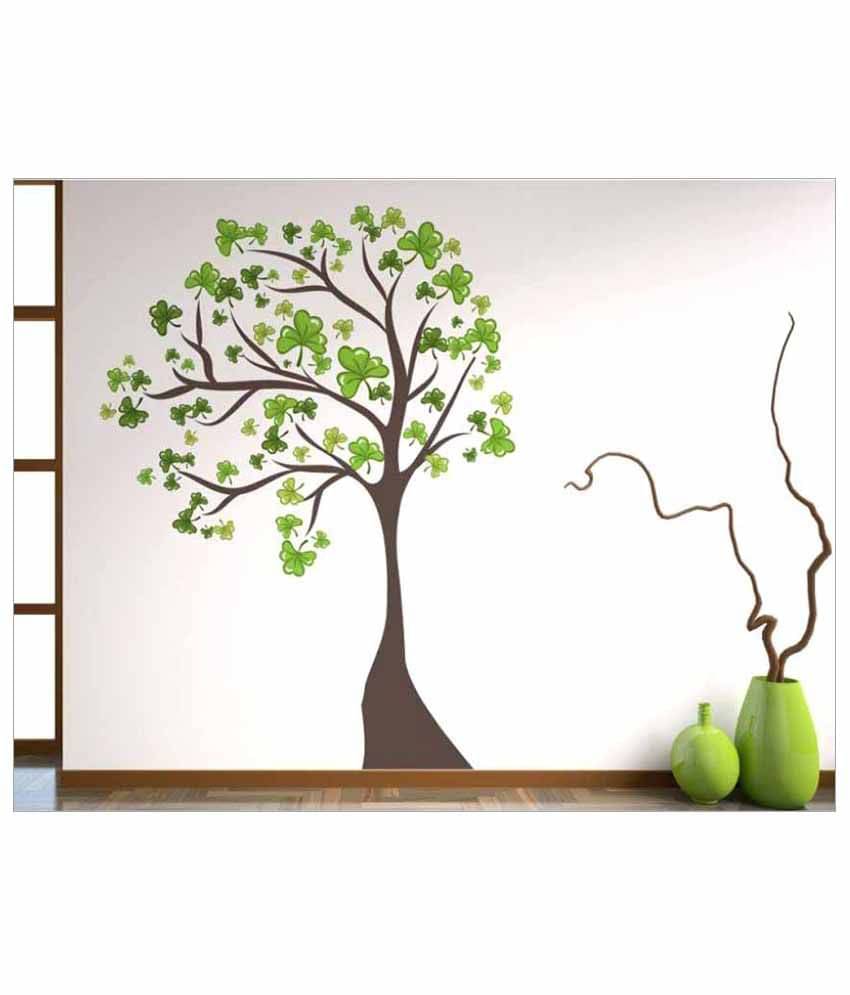     			Happysticky Green Tree Vinyl Multicolour Wall Stickers