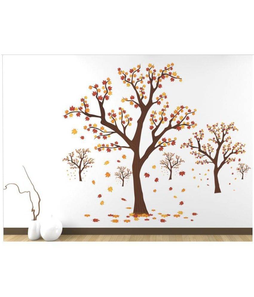     			Happysticky Trees Vinyl Multicolour Wall Stickers