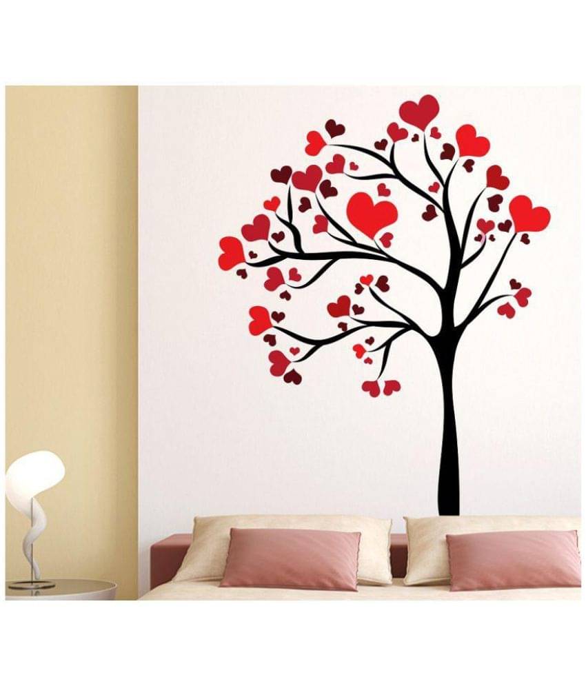     			Happysticky Heartin Tree Vinyl Multicolour Wall Stickers