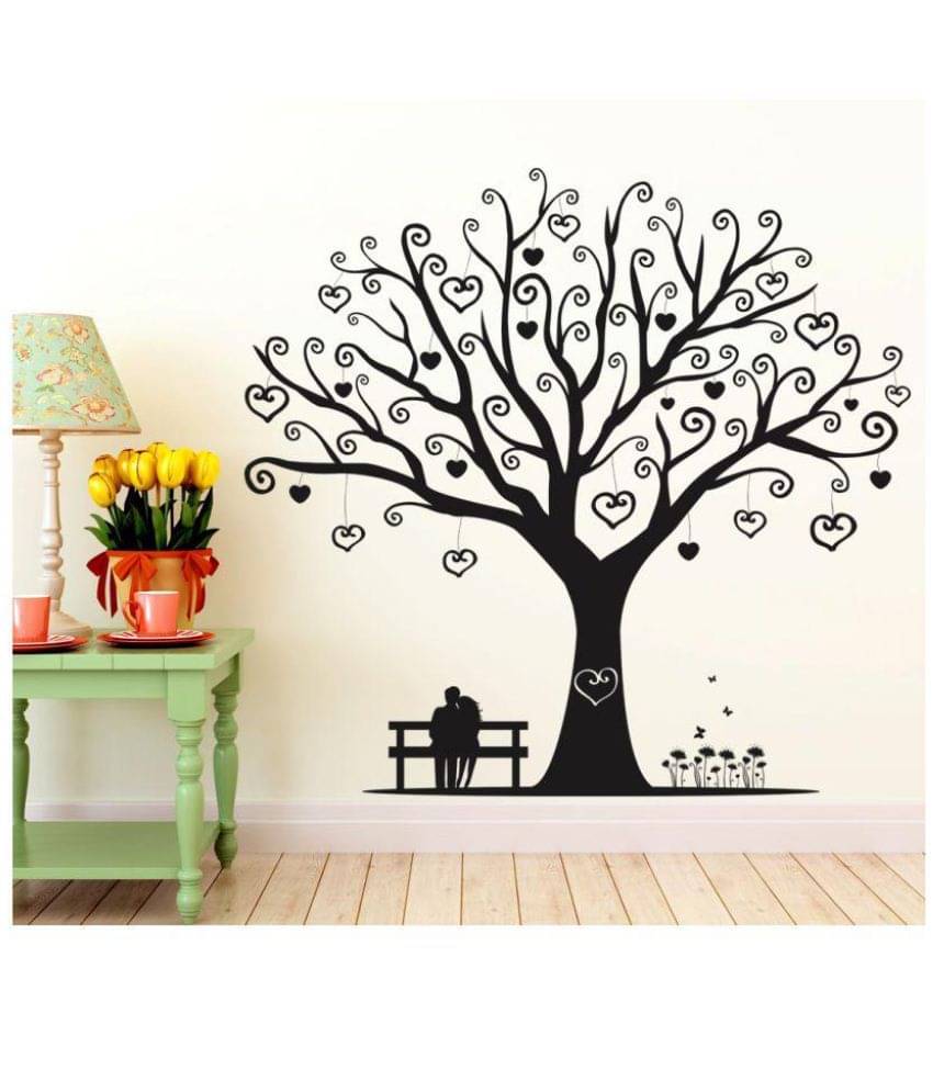     			Happysticky Love Tree Vinyl Black Wall Stickers