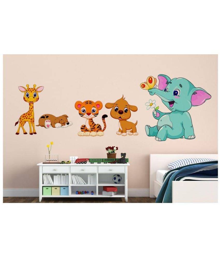     			Happysticky Cartoon Vinyl Multicolour Wall Stickers