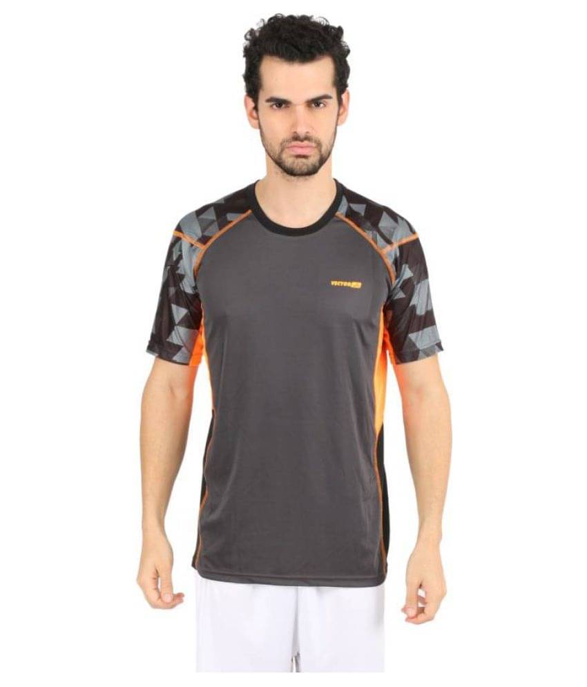     			Vector X VTD-008-A Printed Men's Round Neck Grey, Orange T-Shirt