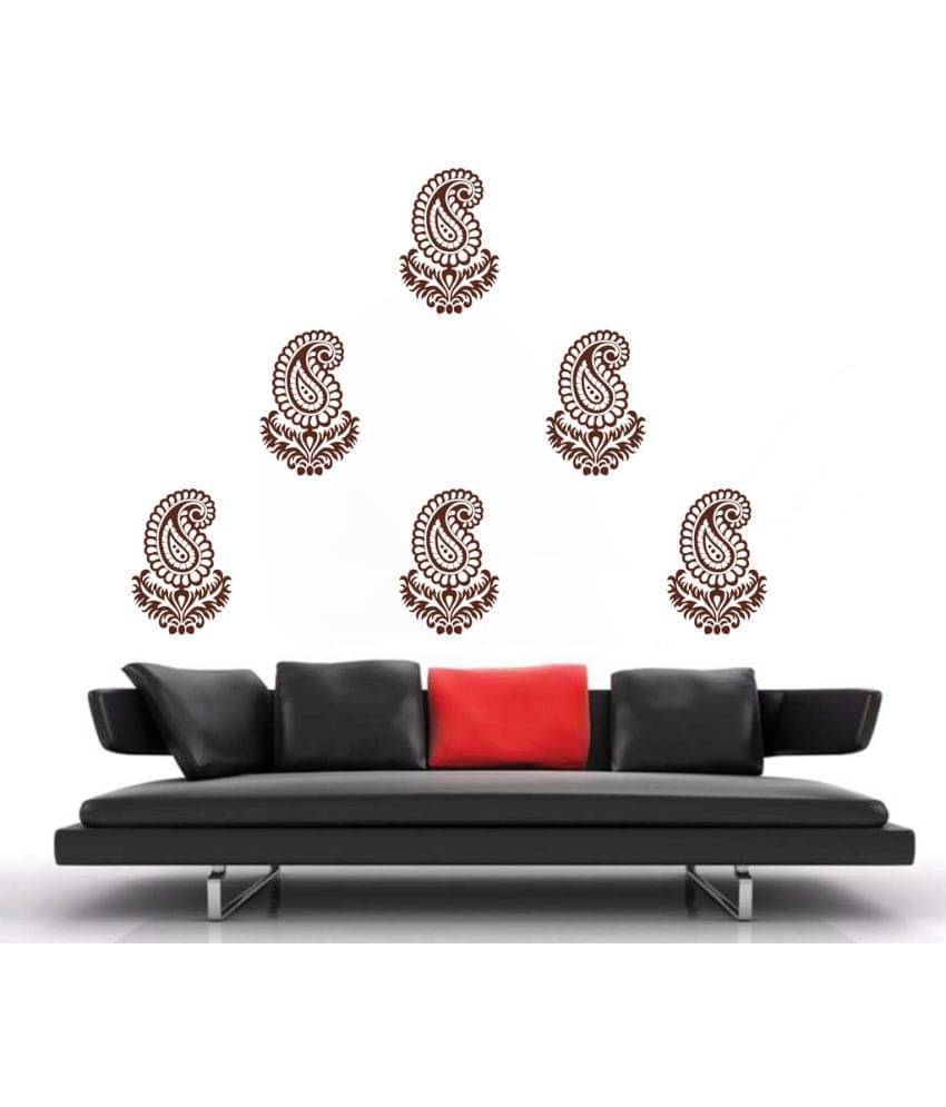     			Decor Villa Indian Motif Vinyl Brown Wall Stickers