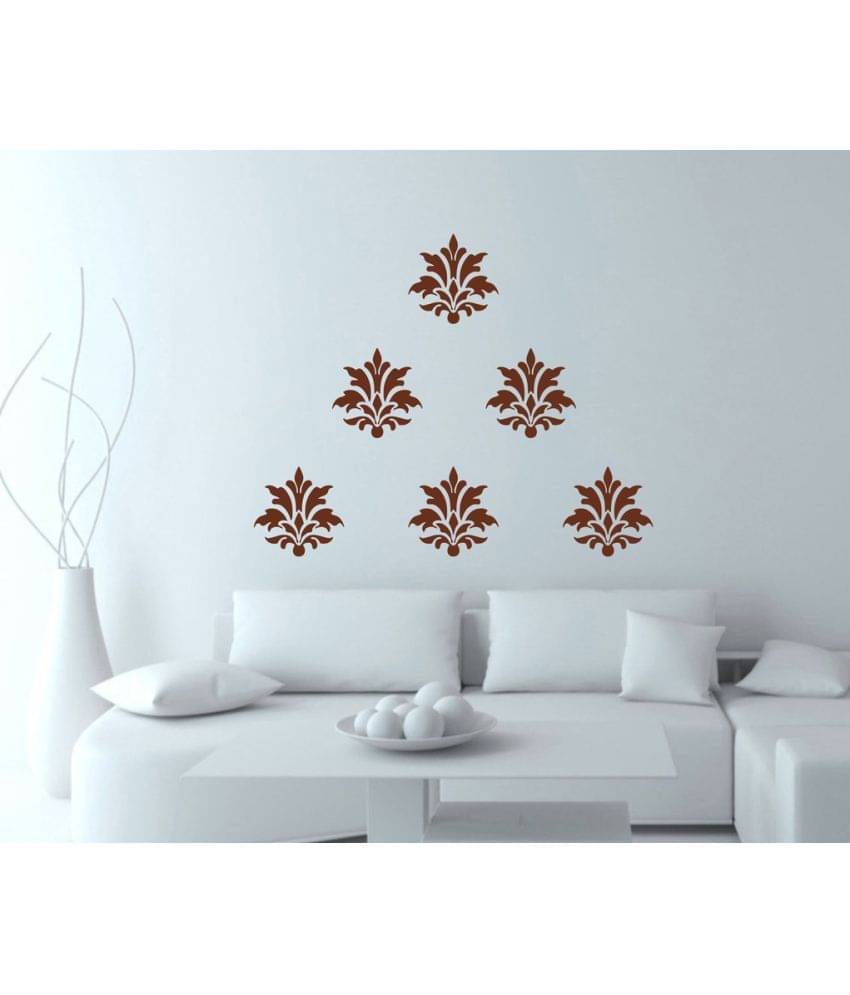     			Decor Villa Leaf motif Vinyl Brown Wall Stickers