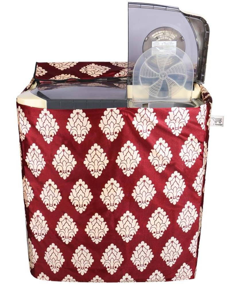E-Retailer Single Polycotton Classic Maroon Flower Semi-Automatic 5 KG To 8 KG Washing Machine Covers E-Retailer Single Polycotton Classic Maroon Flower Semi-Automatic 5 KG To 8 KG Washing Machine Covers