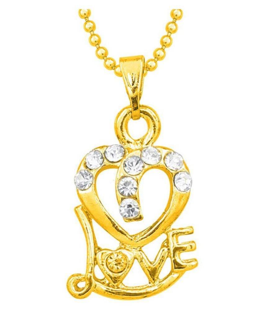 Ruchi Creation Yellow Gold Plated Heart with Love Alloy Pendant Ruchi Creation Yellow Gold Plated Heart with Love Alloy Pendant