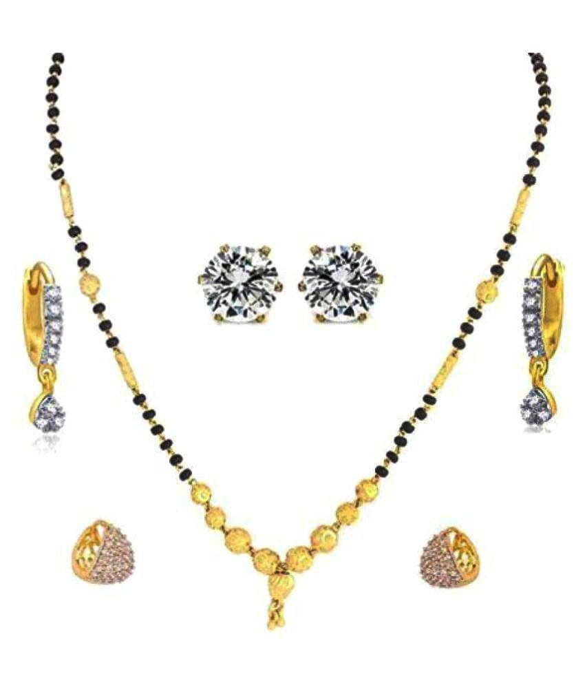     			Youbella Traditional Designer Gold Plated Mangalsutra Set with Pair of Bali and Pair of Stud For Women