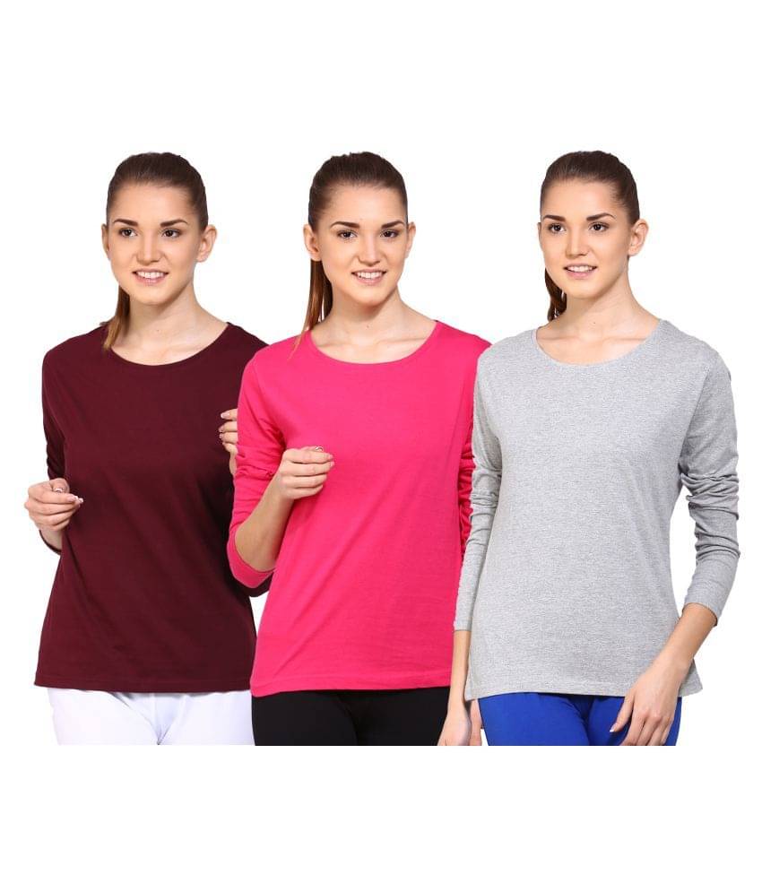 Ap'pulse Women Cotton Solid Regular Fit Round Neck T-Shirt ( Multi Color ) Ap'pulse Women Cotton Solid Regular Fit Round Neck T-Shirt ( Multi Color )