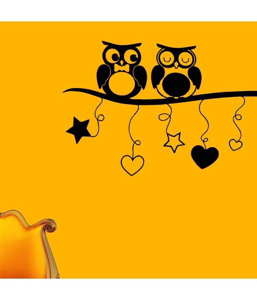     			Decor Villa Owl Love Vinyl Black Wall Stickers