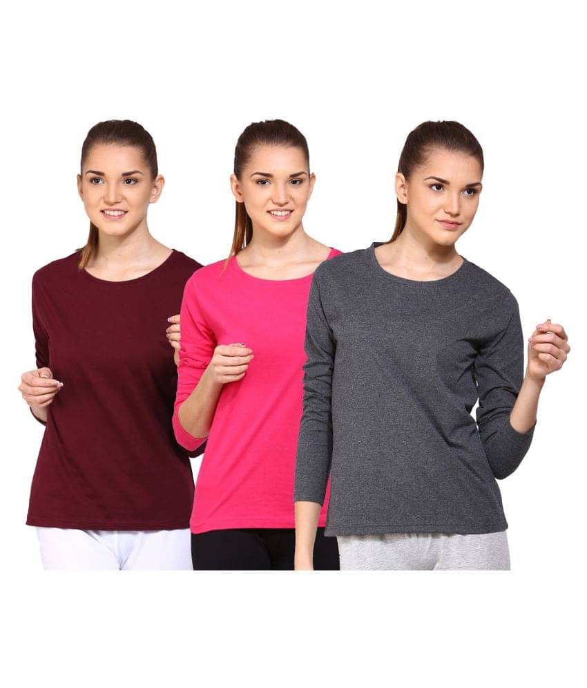 Ap'pulse Women Cotton Solid Regular Fit Round Neck T-Shirt ( Multi Color )     			Ap'pulse Women Cotton Solid Regular Fit Round Neck T-Shirt ( Multi Color )