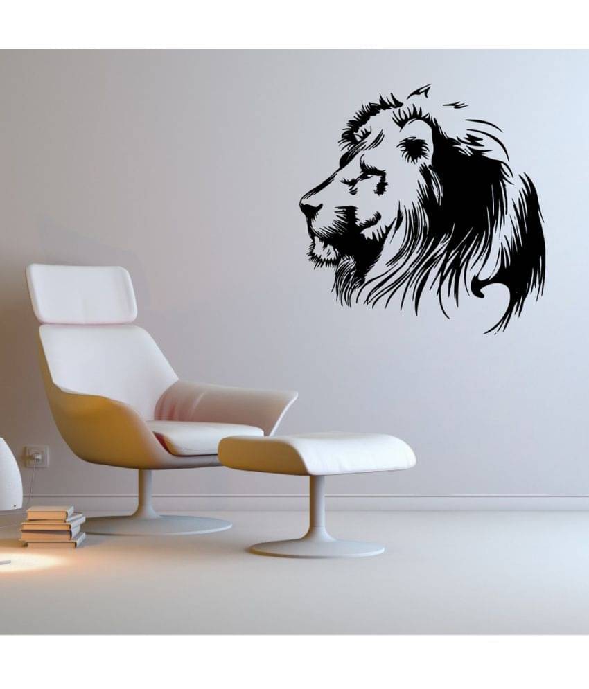     			Decor Villa Big Lion Vinyl Black Wall Stickers