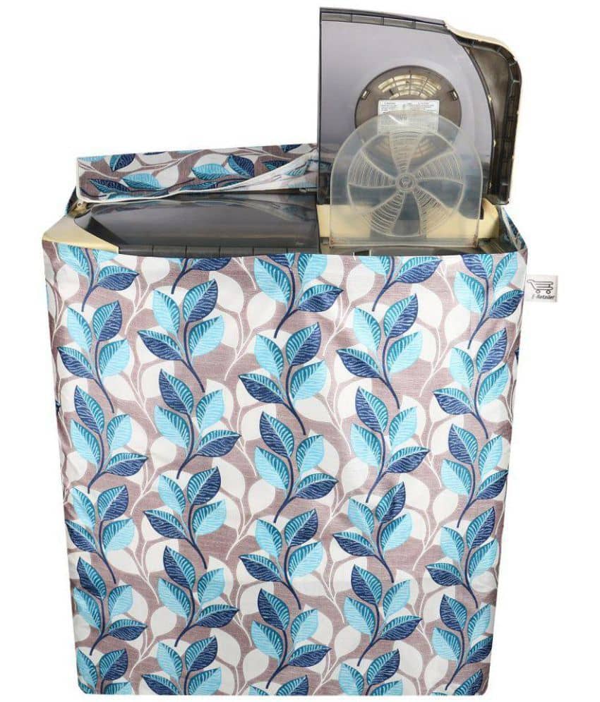 E-Retailer Single Polycotton Blue Leaves Design Semi-Automatic 5 KG To 8 KG Washing Machine Covers