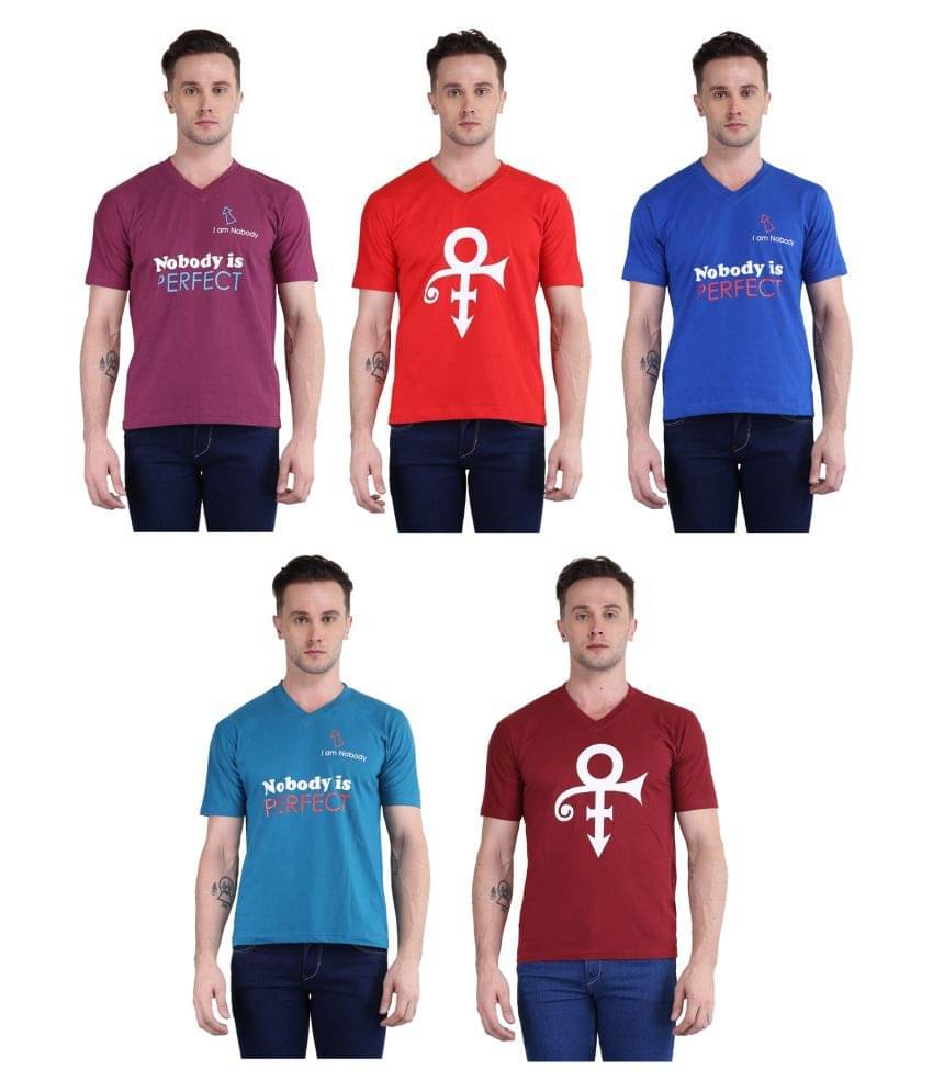 British Terminal Pack of 5 100 Percent Cotton Slim Fit Men's T-Shirt ( Multi ) British Terminal Pack of 5 100 Percent Cotton Slim Fit Men's T-Shirt ( Multi )