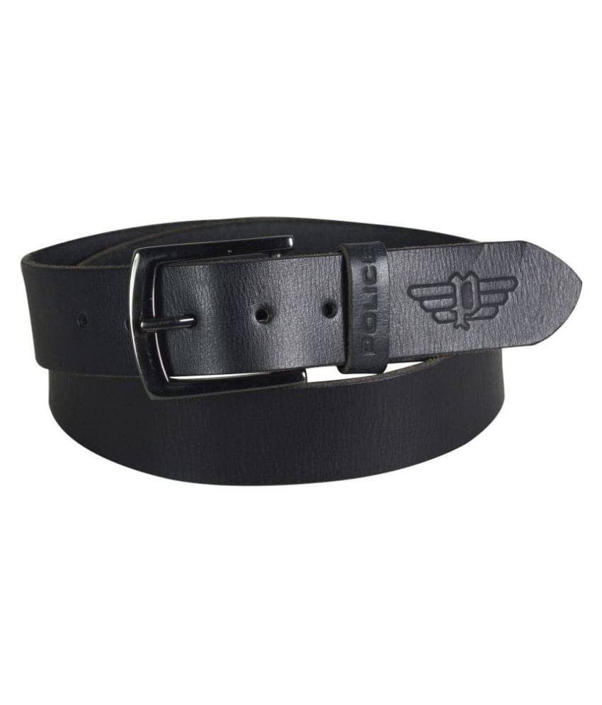     			Police Black Leather Casual Belts