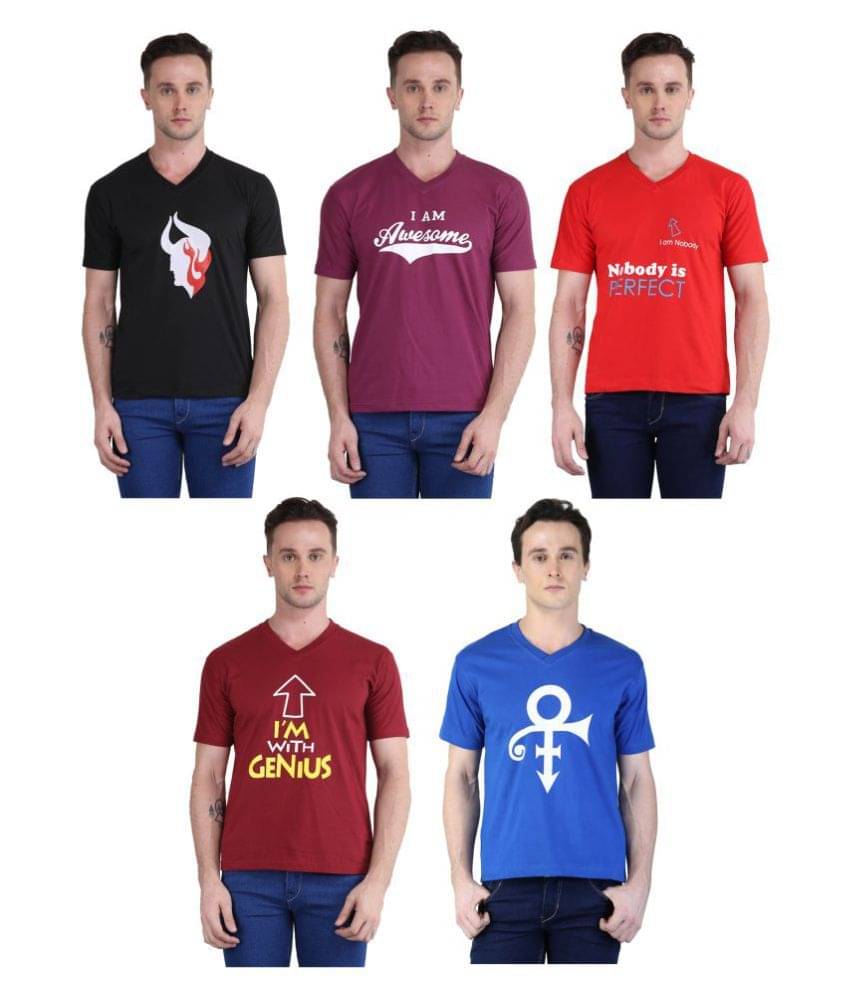 British Terminal Pack of 5 100 Percent Cotton Slim Fit Men's T-Shirt ( Multi ) British Terminal Pack of 5 100 Percent Cotton Slim Fit Men's T-Shirt ( Multi )