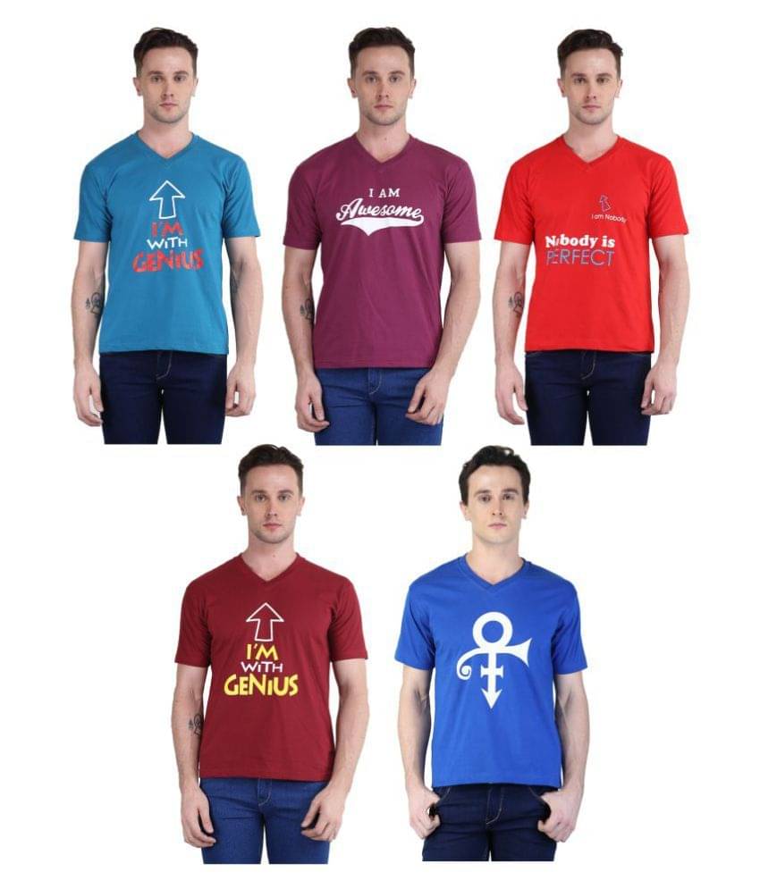 British Terminal Pack of 5 100 Percent Cotton Slim Fit Men's T-Shirt ( Multi ) British Terminal Pack of 5 100 Percent Cotton Slim Fit Men's T-Shirt ( Multi )