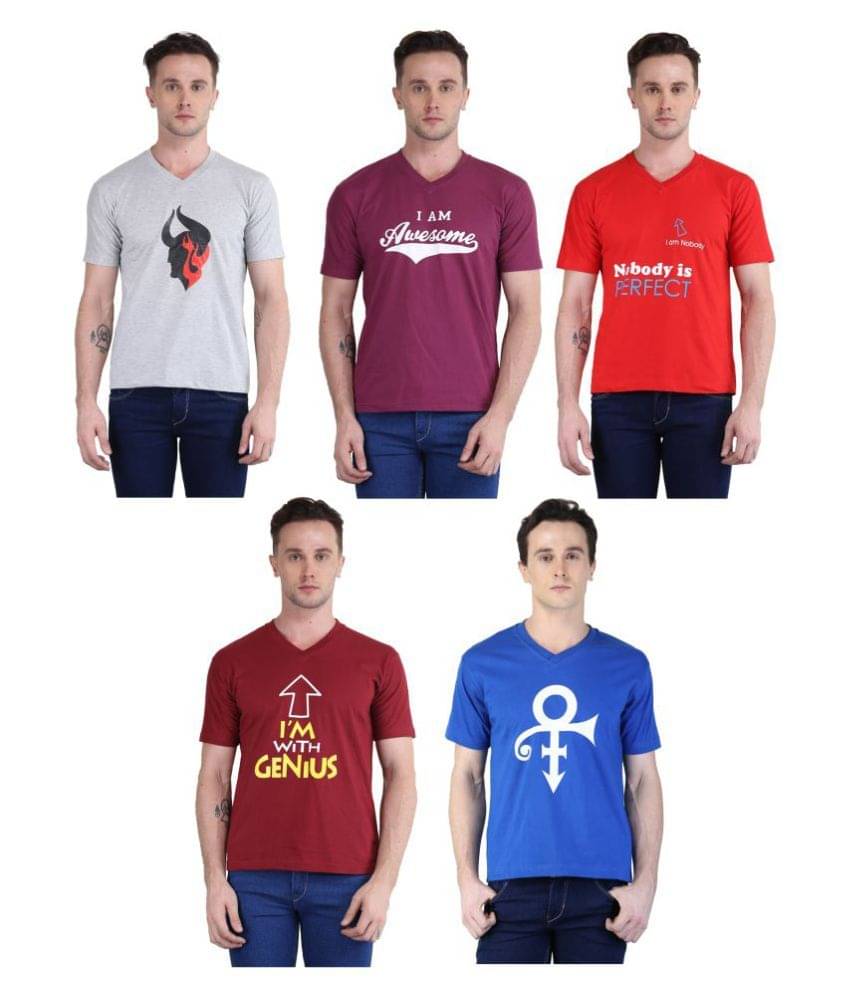 British Terminal Pack of 5 100 Percent Cotton Slim Fit Men's T-Shirt ( Multi ) British Terminal Pack of 5 100 Percent Cotton Slim Fit Men's T-Shirt ( Multi )