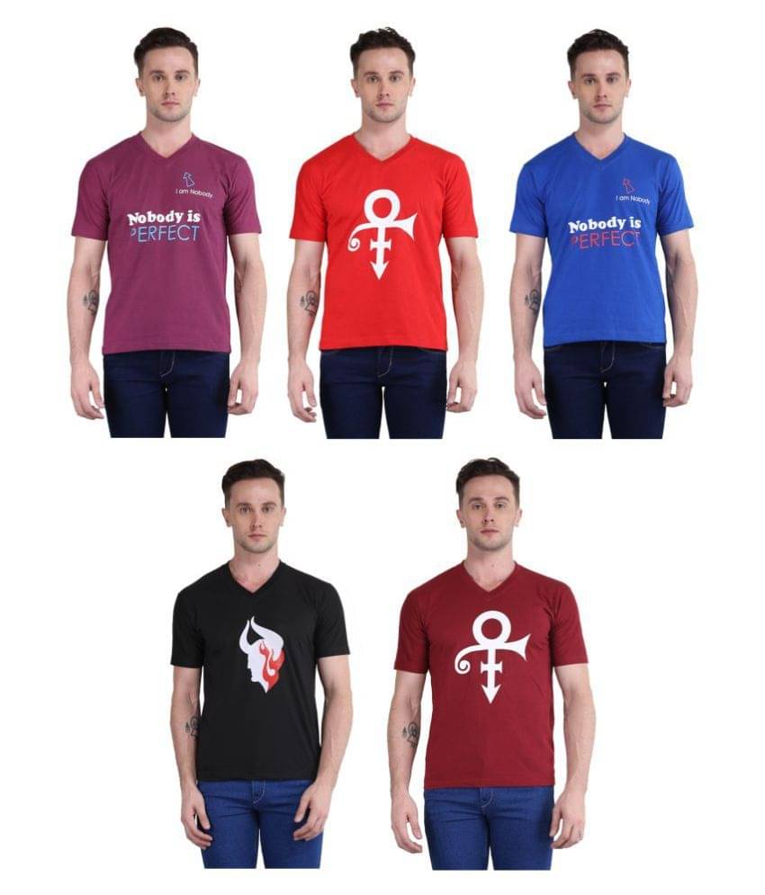 British Terminal Pack of 5 100 Percent Cotton Slim Fit Men's T-Shirt ( Multi ) British Terminal Pack of 5 100 Percent Cotton Slim Fit Men's T-Shirt ( Multi )