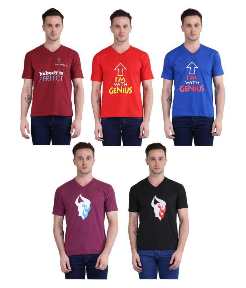 British Terminal Pack of 5 100 Percent Cotton Slim Fit Men's T-Shirt ( Multi ) British Terminal Pack of 5 100 Percent Cotton Slim Fit Men's T-Shirt ( Multi )