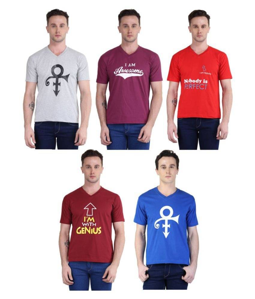 British Terminal Pack of 5 100 Percent Cotton Slim Fit Men's T-Shirt ( Multi ) British Terminal Pack of 5 100 Percent Cotton Slim Fit Men's T-Shirt ( Multi )